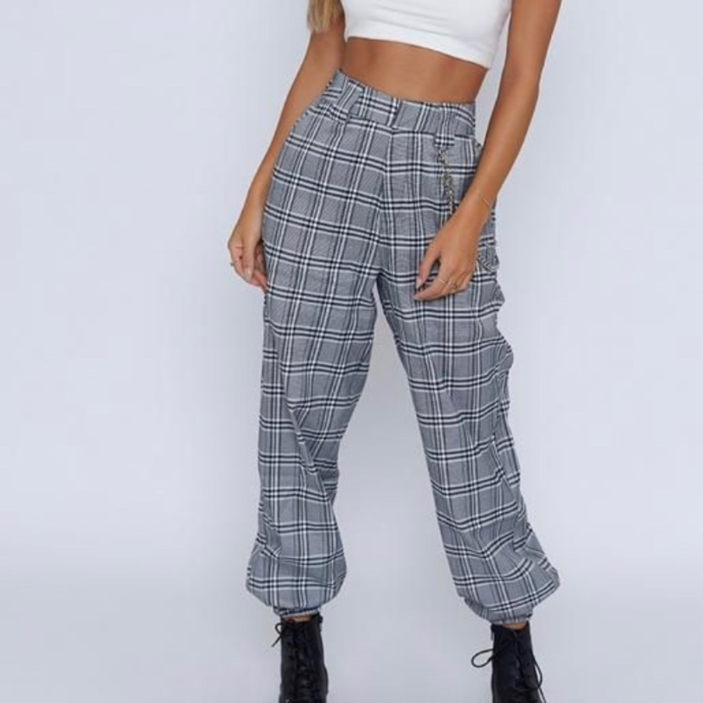 I.AM.GIA Plaid Cargo Pants Grey size XS